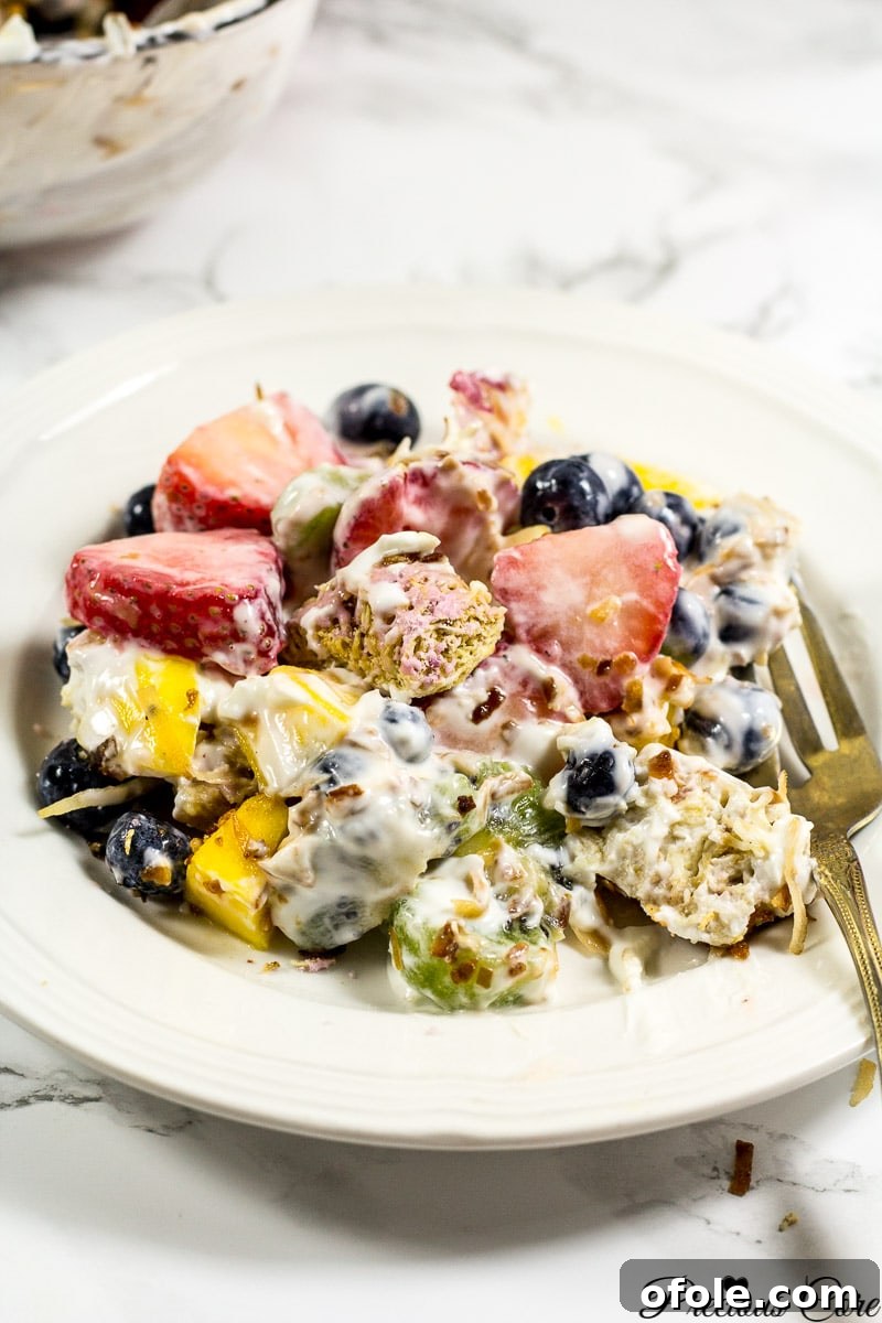 Vibrant Seven Layer Fruit Stack 13 Close-up of the delicious 7 layer fruit salad, perfect for summer enjoyment.