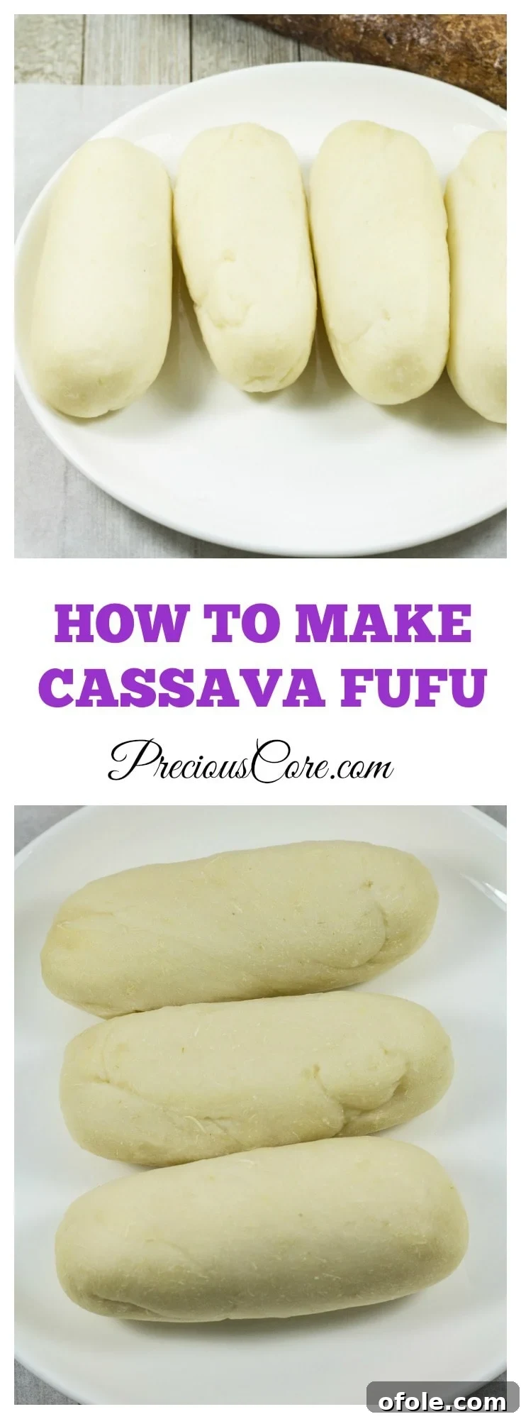 A beautifully presented image showcasing homemade Cassava Fufu or Water Fufu from scratch, ready to be served.
