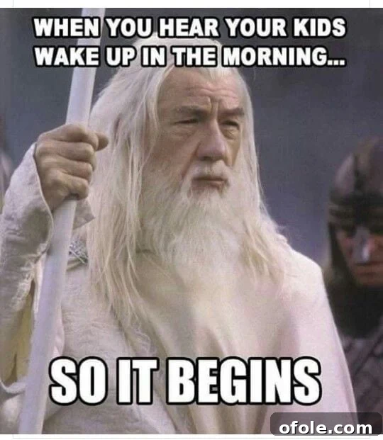 15 Relatable Memes That Perfectly Capture My Mom Life 3 Funny meme about waking up to kids, depicting a parent with a startled expression
