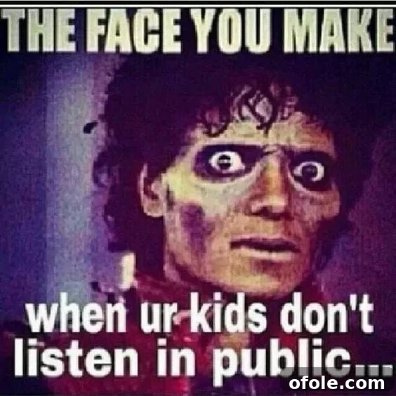 15 Relatable Memes That Perfectly Capture My Mom Life 9 Funny meme of a parent giving 'the look' to their misbehaving child in public