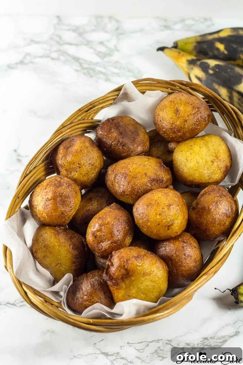 Basket of plantain puff puffs.
