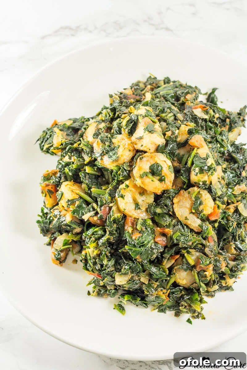Vibrant African Spinach Stew with Chicken and Shrimp 4 Cooked African Spinach Stew with Chicken and Shrimp