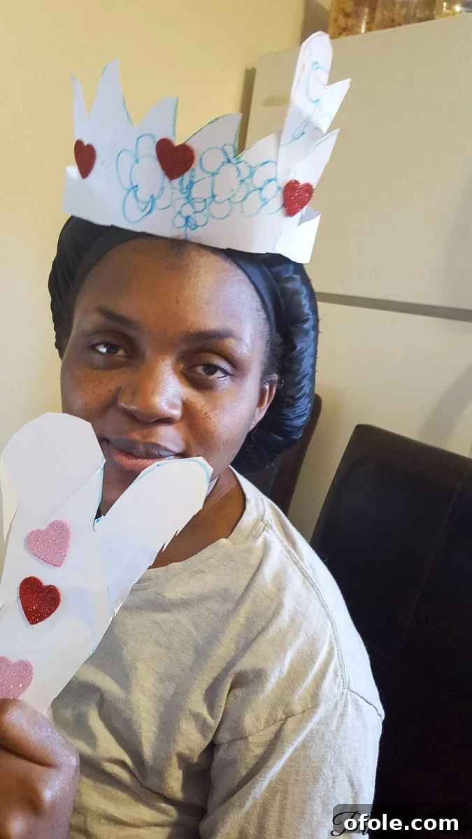 The First Chapter Of Our Homeschool Story 6 Handmade Valentine's Day gift from daughters: a crown and a heart, a testament to their creativity and love