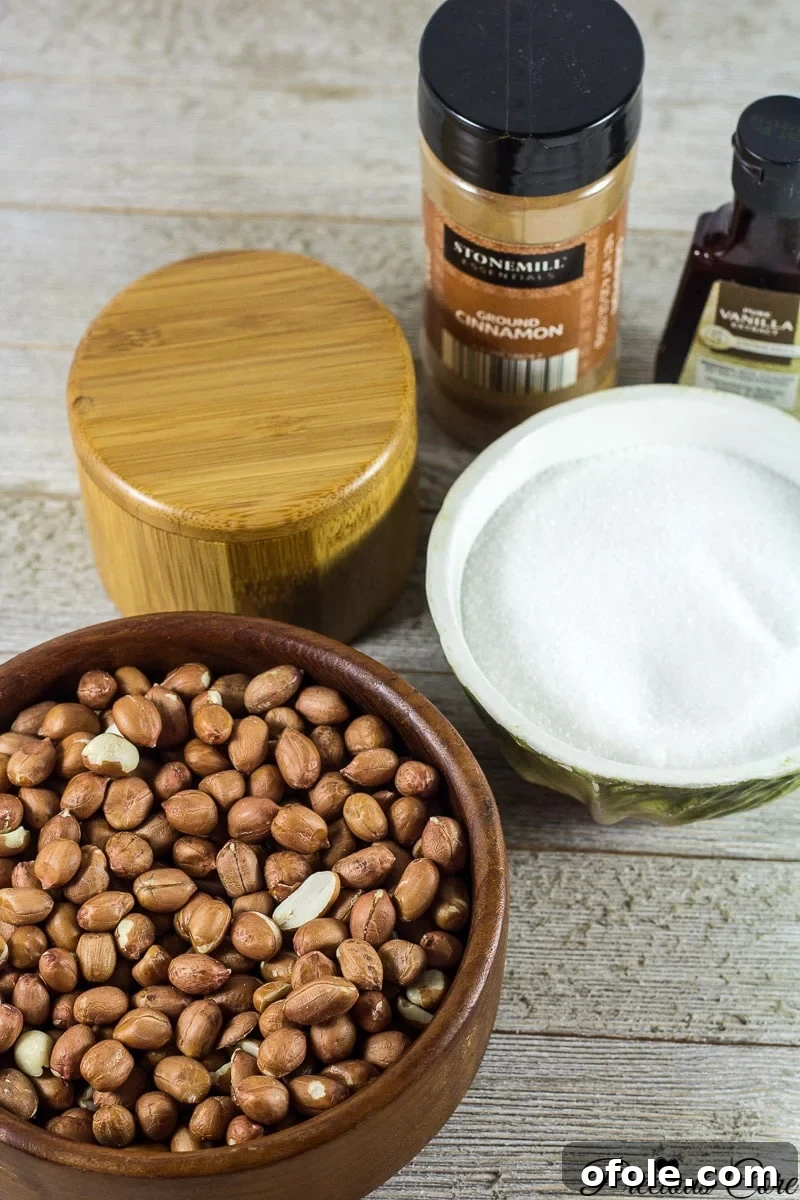 Homemade Candied Peanuts 5 Ingredients for candied nuts: peanuts, sugar, water, salt, and optional flavorings.