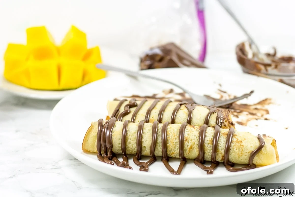 Cameroon's Delightful Savory Pancakes 4 Cameroonian pancakes drizzled with chocolate.