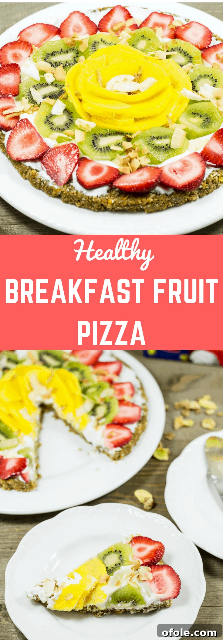 The Cereal-Crusted Breakfast Pizza 13 This breakfast pizza is made with a nutty cereal crust then topped with Greek yogurt and fruits. It is a healthy, quick and easy breakfast recipe.