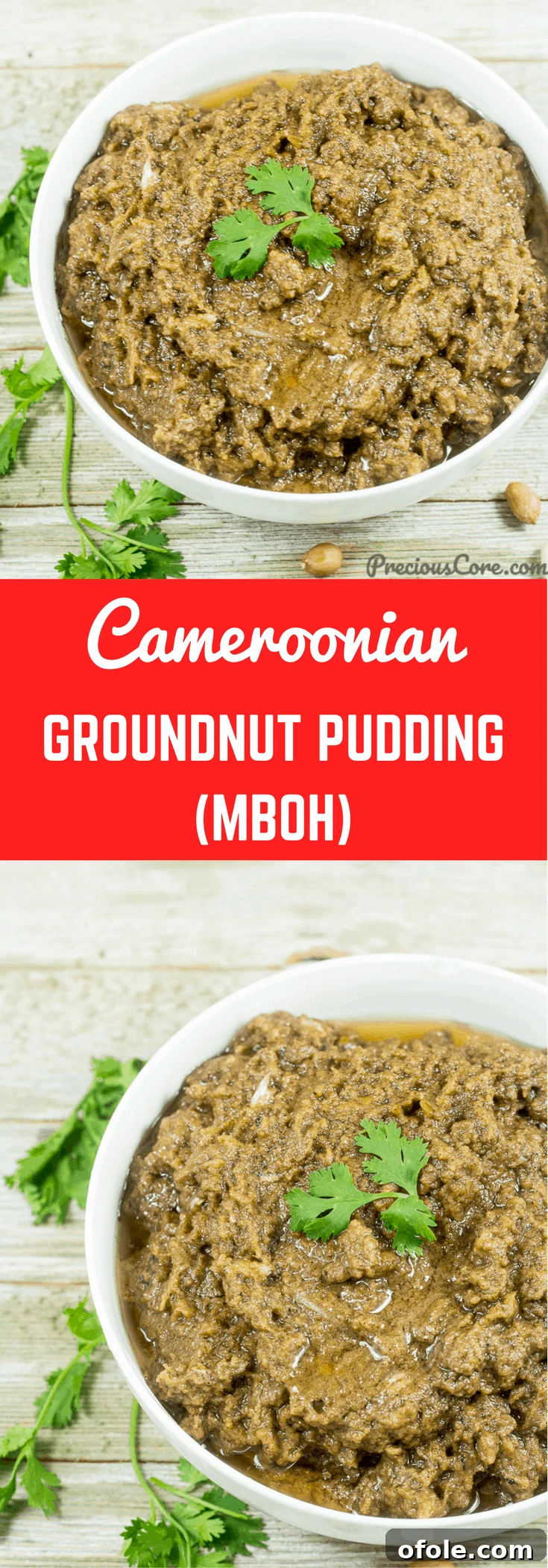 Mboh Groundnut Paste 8 A visual collage for Cameroonian Groundnut Pudding (Mboh) recipe, suitable for pinning on social media.