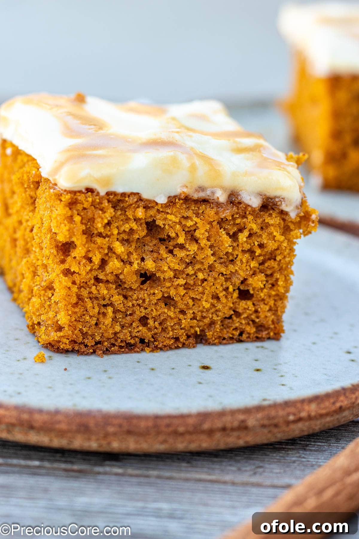 Spiced Pumpkin Cake with Luscious Cream Cheese Frosting 9 A whole pumpkin cake generously topped with cream cheese frosting, showcasing its beautiful texture.