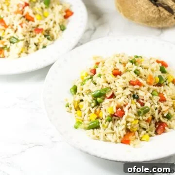 Sunshine Coconut Fried Rice 5 White bowls of coconut fried rice.