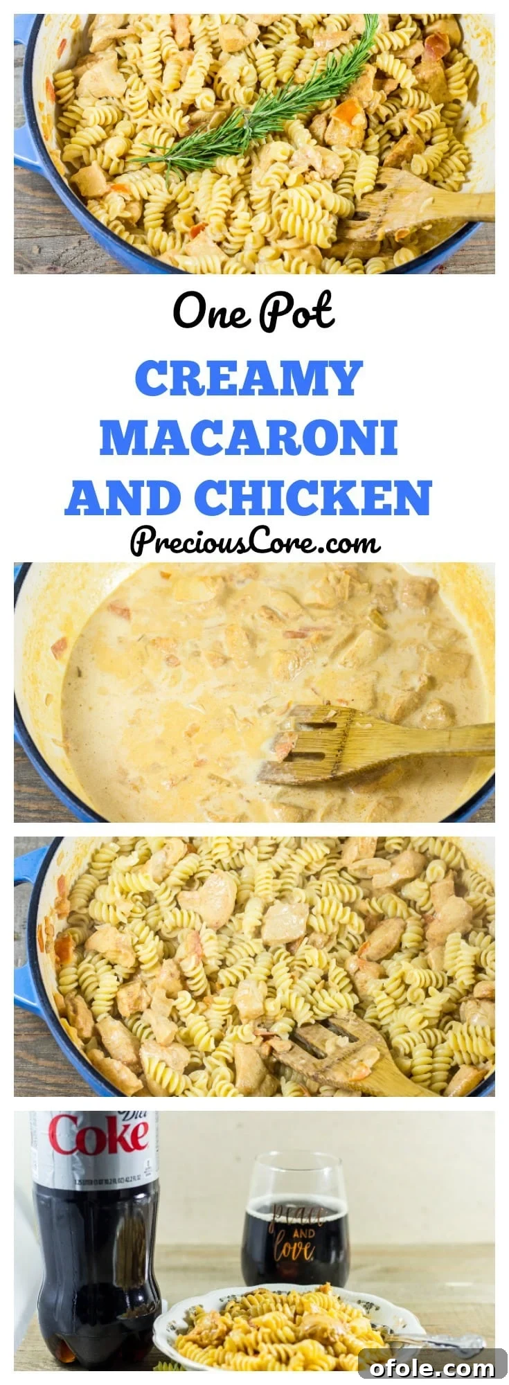 Easy Creamy One-Pot Chicken Macaroni 17 Collage with text \"One Pot Creamy Macaroni and Chicken.\"