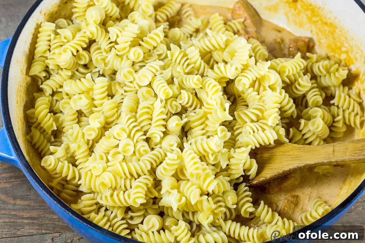 Easy Creamy One-Pot Chicken Macaroni 10 Macaroni and Chicken dinner recipe step 6 - Combining pasta and sauce