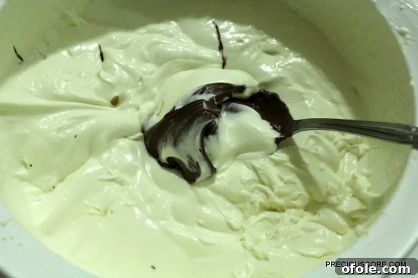 Effortless Chocolate Ice Cream 5 Adding chocolate spread to the whipped cream mixture