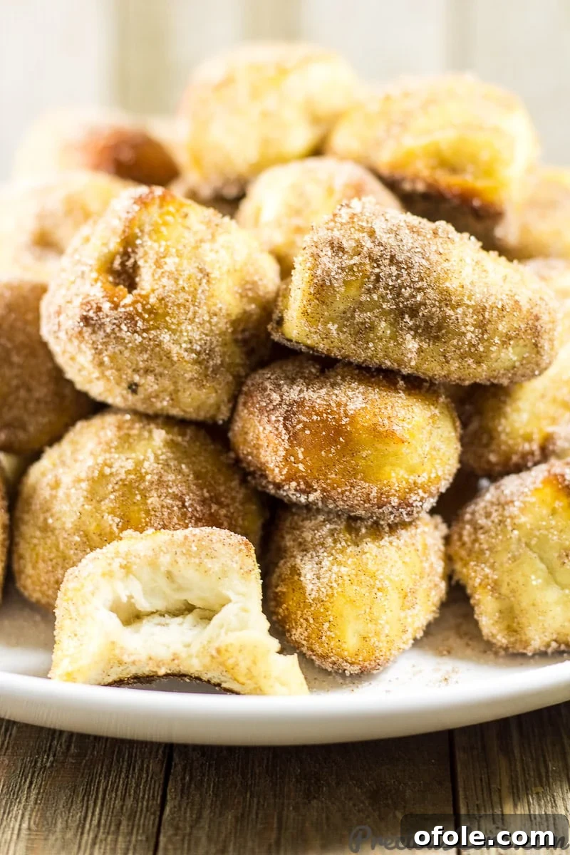 Chewy Cinnamon Sugar Pretzel Delights 3 Close-up of freshly baked homemade Cinnamon Sugar Pretzel Bites, coated and ready to eat.