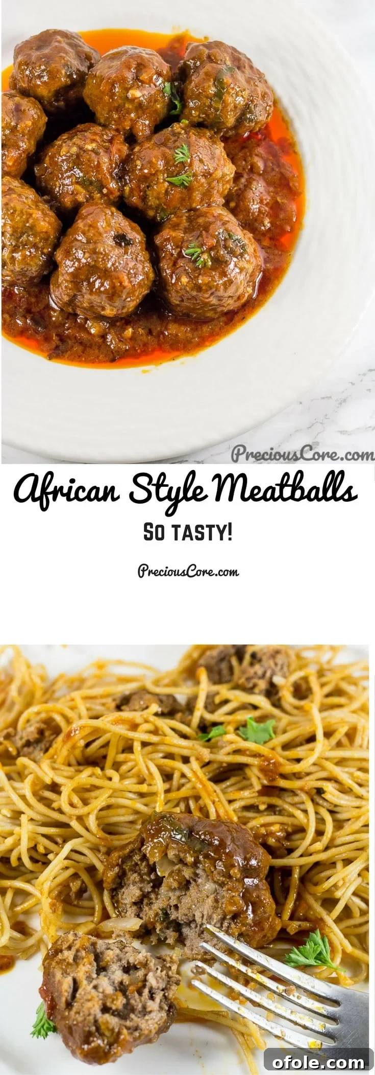 Pinterest collage featuring the savory African Meatballs dish with text overlay "African Style Meatballs So Tasty!"