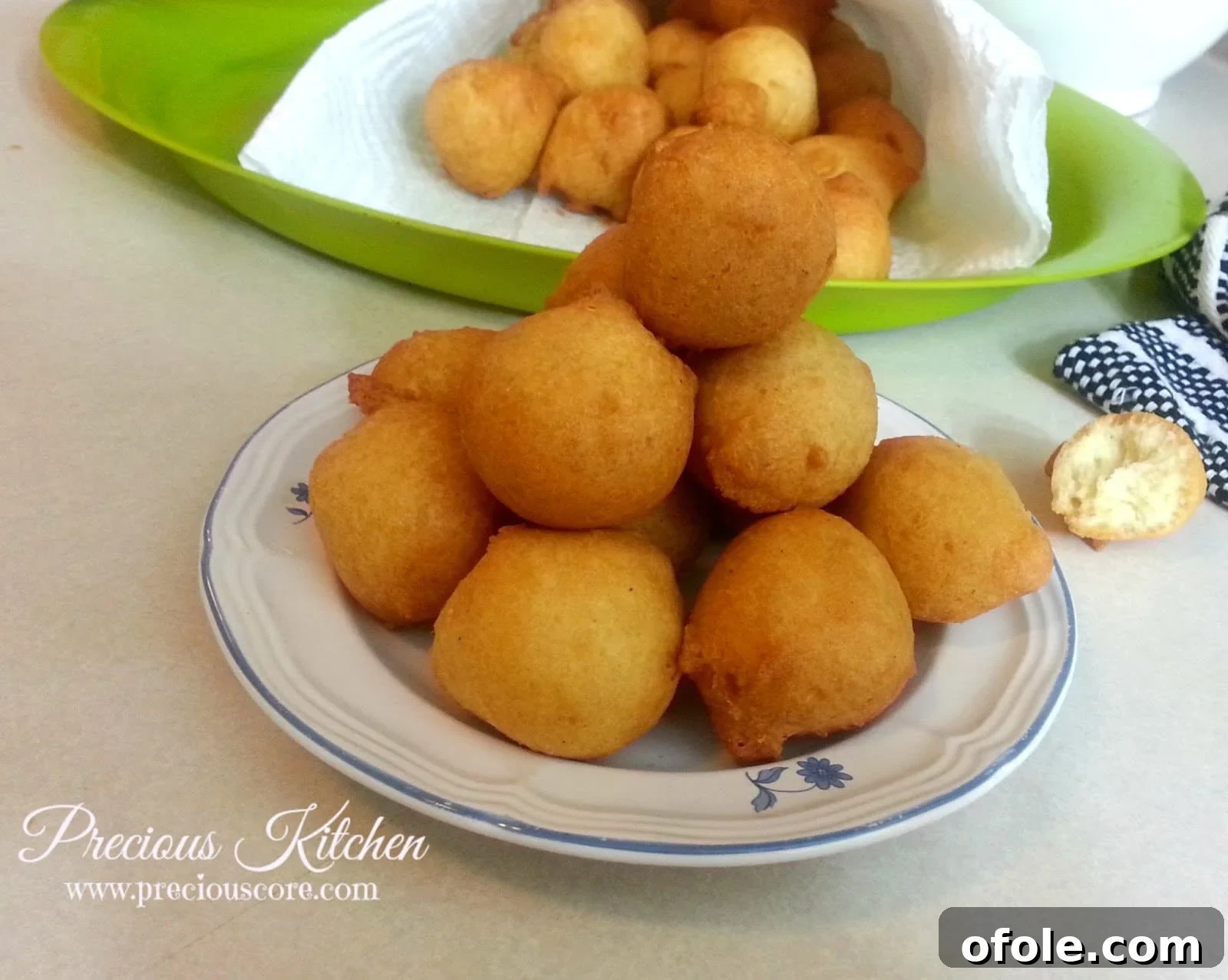 Puffy, golden African Drop Doughnuts, ready to eat