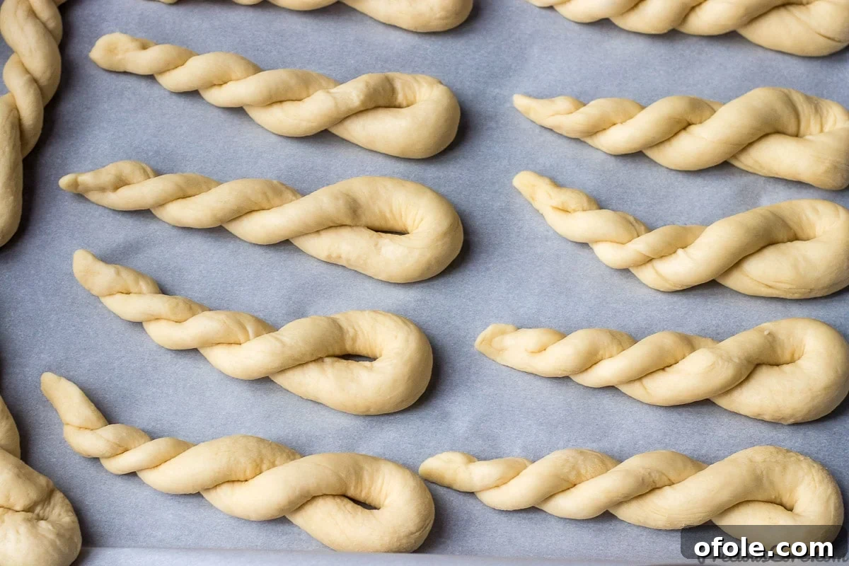 A tray filled with shaped African twisted doughnuts, waiting to be fried.