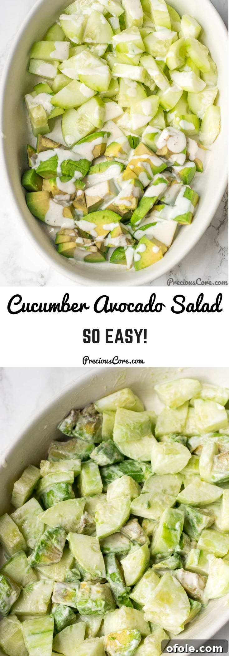 Refreshing Avocado Cucumber Salad 7 Collage with text \"Cucumber Avocado Salad So Easy!\"