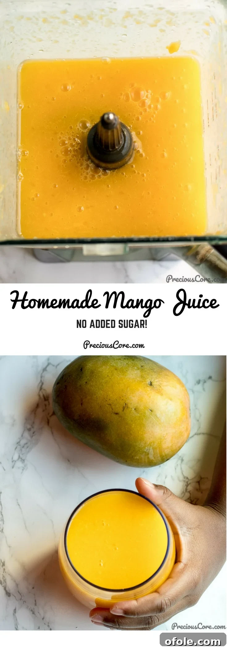 Golden Mango Elixir 11 Collage with text "Homemade Mango Juice No Added Sugar!" for Pinterest.