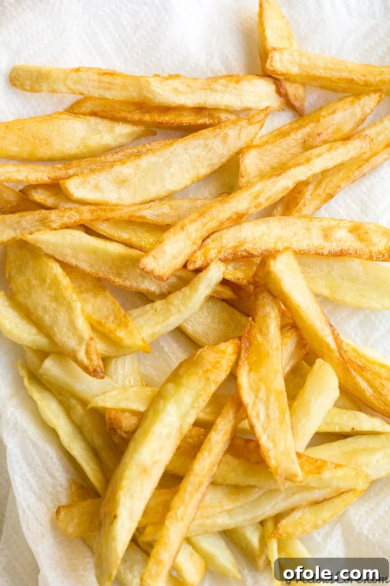 Homemade French Fries on Paper Towel