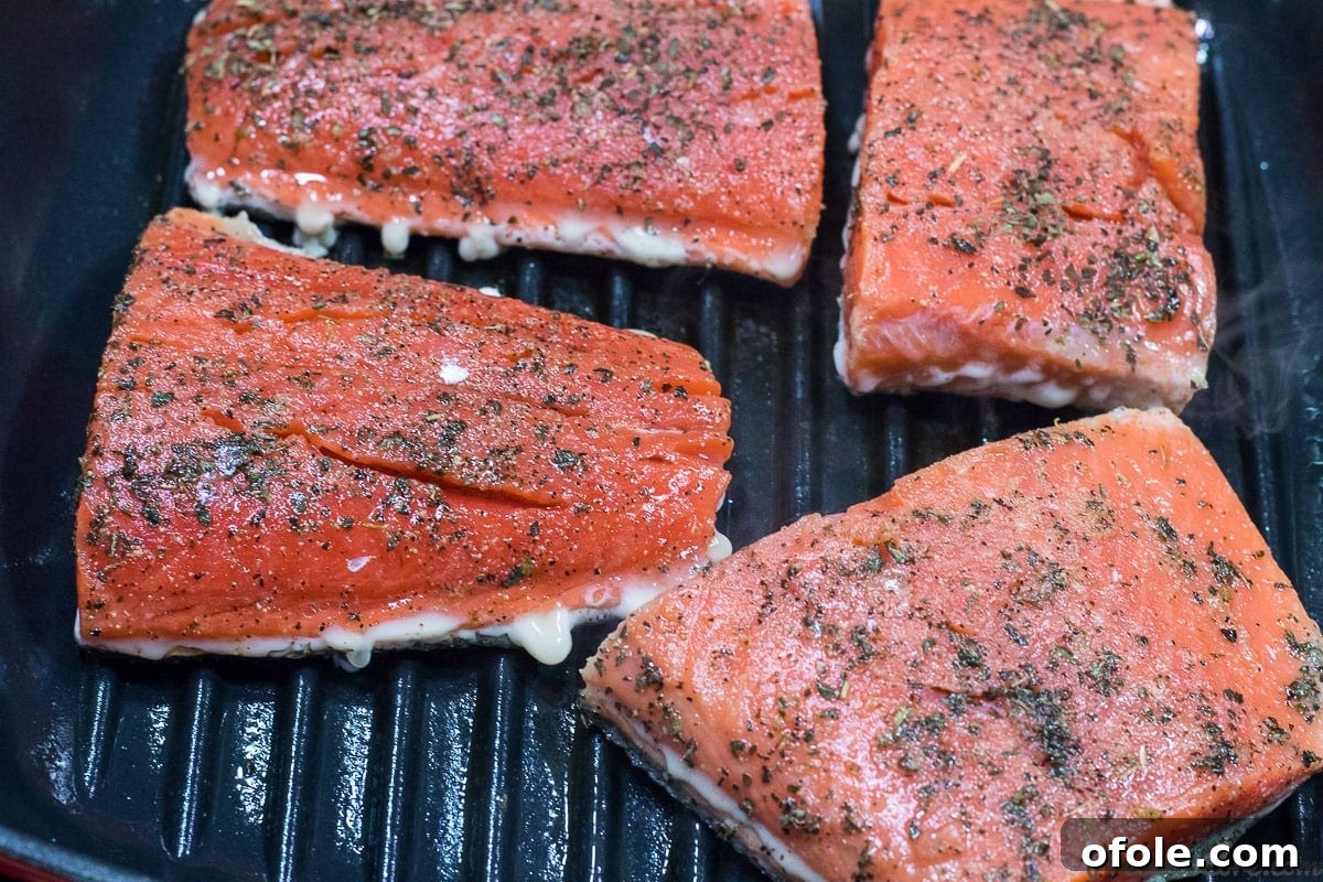 Nourishing a Healthy Pregnancy: Grilled Salmon, Veggies, and My Wellness Journey 6 Grilling salmon in pan
