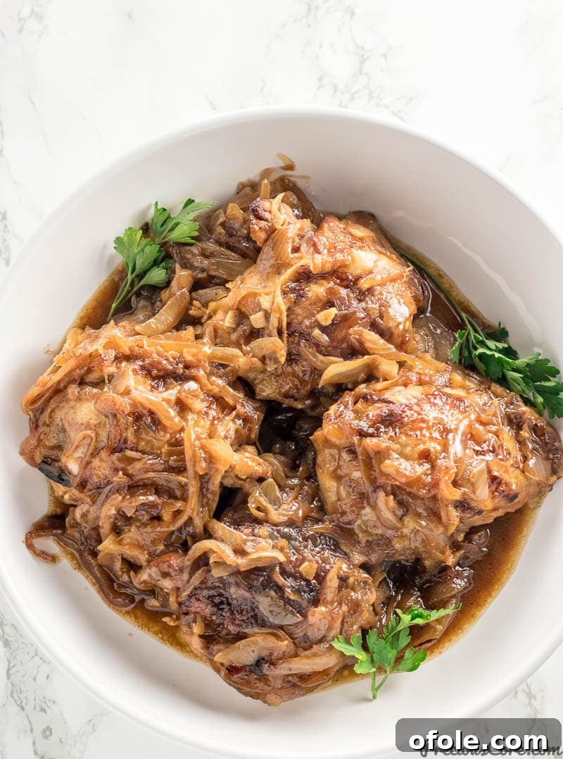 Senegalese Poulet Yassa in a bowl, a vibrant West African chicken and onion dish