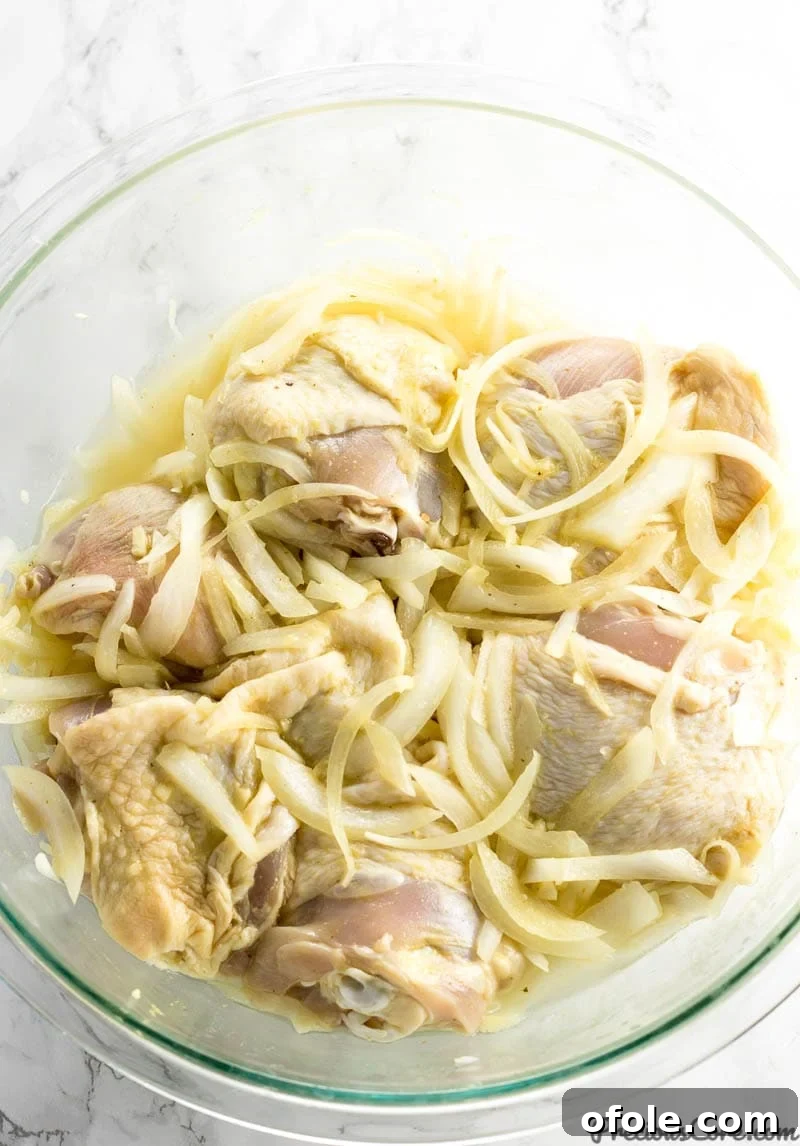 Marinating chicken for Chicken Yassa