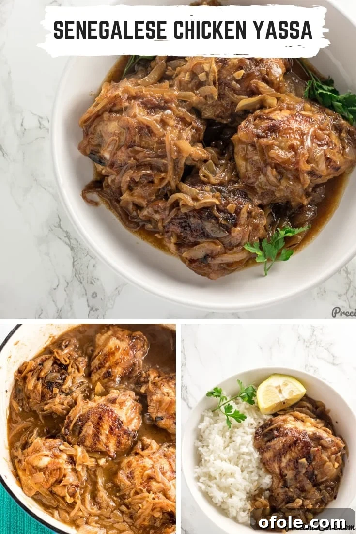 Senegalese Chicken Yassa 9 Collage of Senegalese Chicken Yassa images with text "Senegalese Chicken Yassa Recipe".