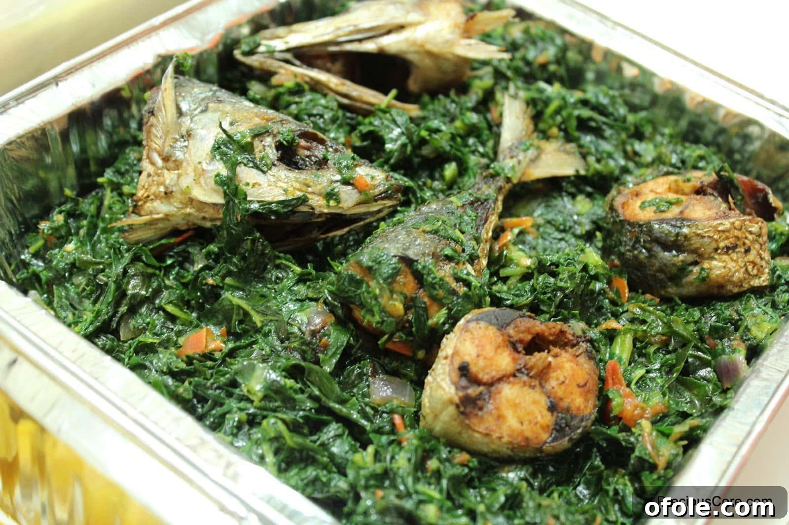Cameroonian Collard Greens with Fried Fish for a Healthy Meal