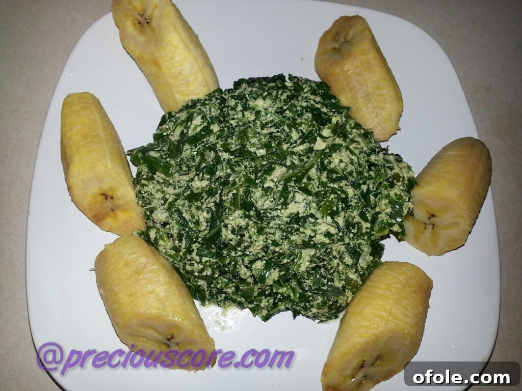 Okongobong and Egusi with Boiled Plantains