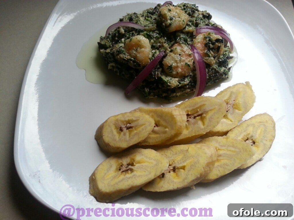 Ndole with Boiled Plantains