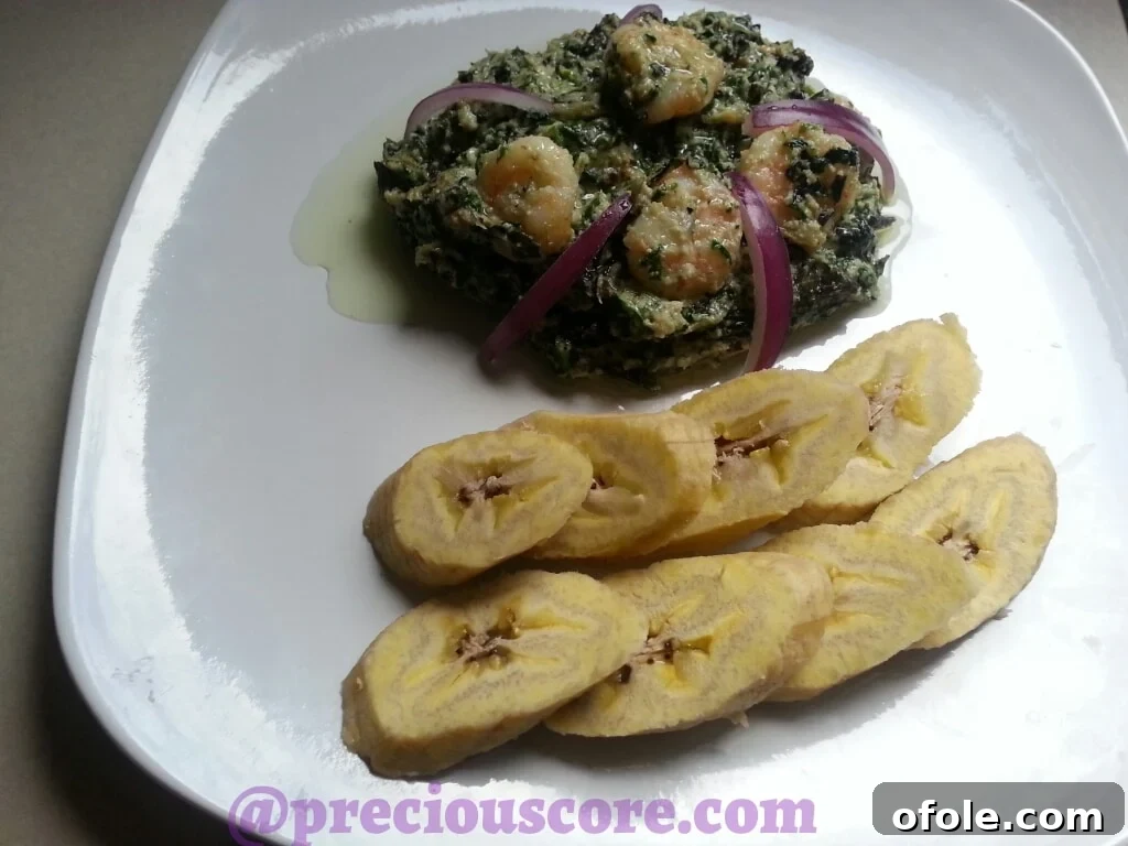 Ndole with Boiled Plantains