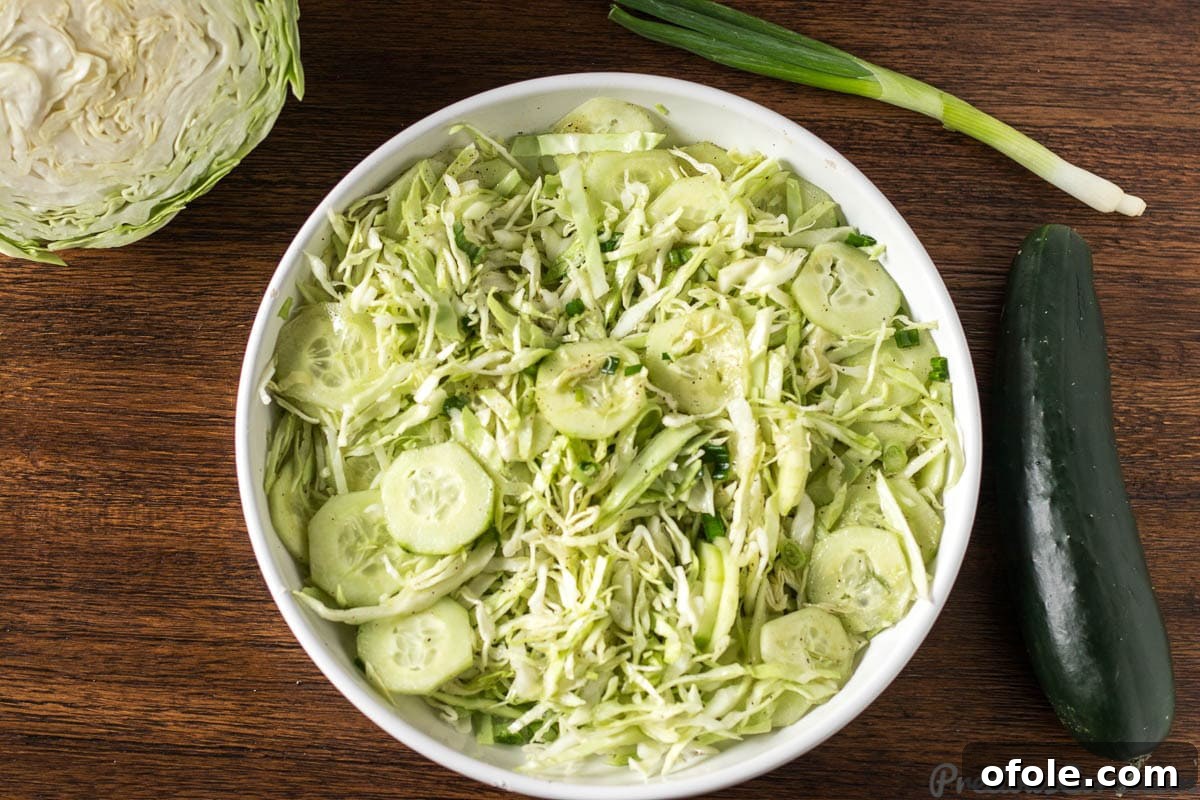 Simple 3-ingredient cabbage salad, quick and easy to prepare.