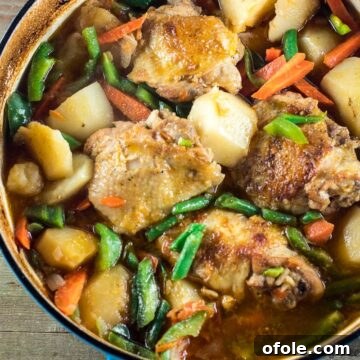 Chicken and Potatoes in a pot ready to be served