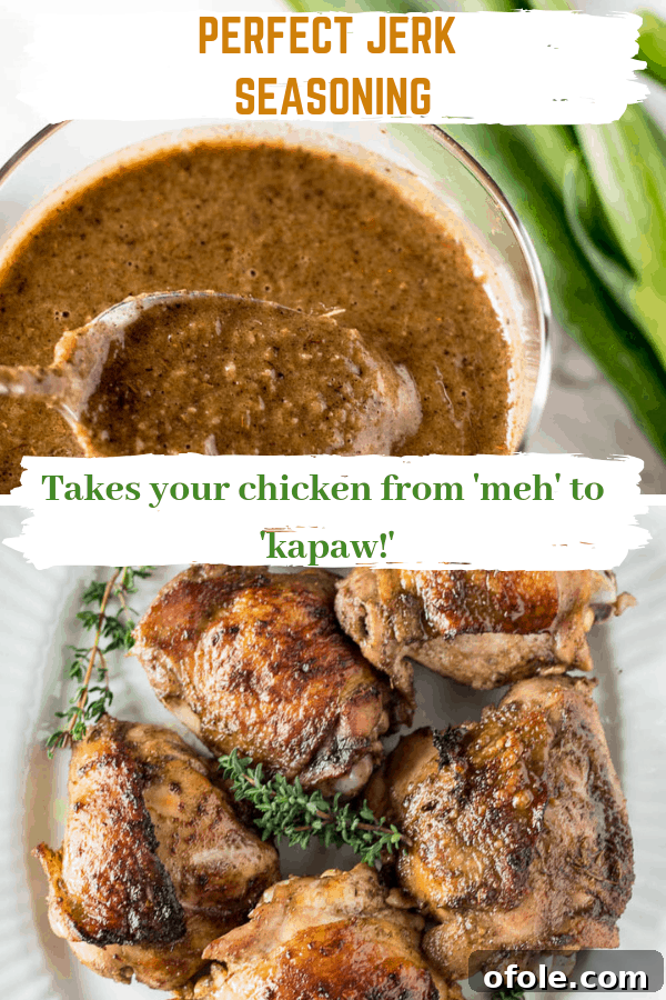 Jamaican Jerk: The Island's Fiery Secret 6 Jamaican jerk seasoning for chicken - text reads 'Takes your chicken from 'meh' to 'kapaw!'