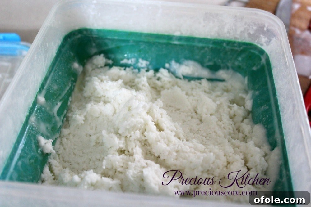 Beating partially frozen coconut ice cream