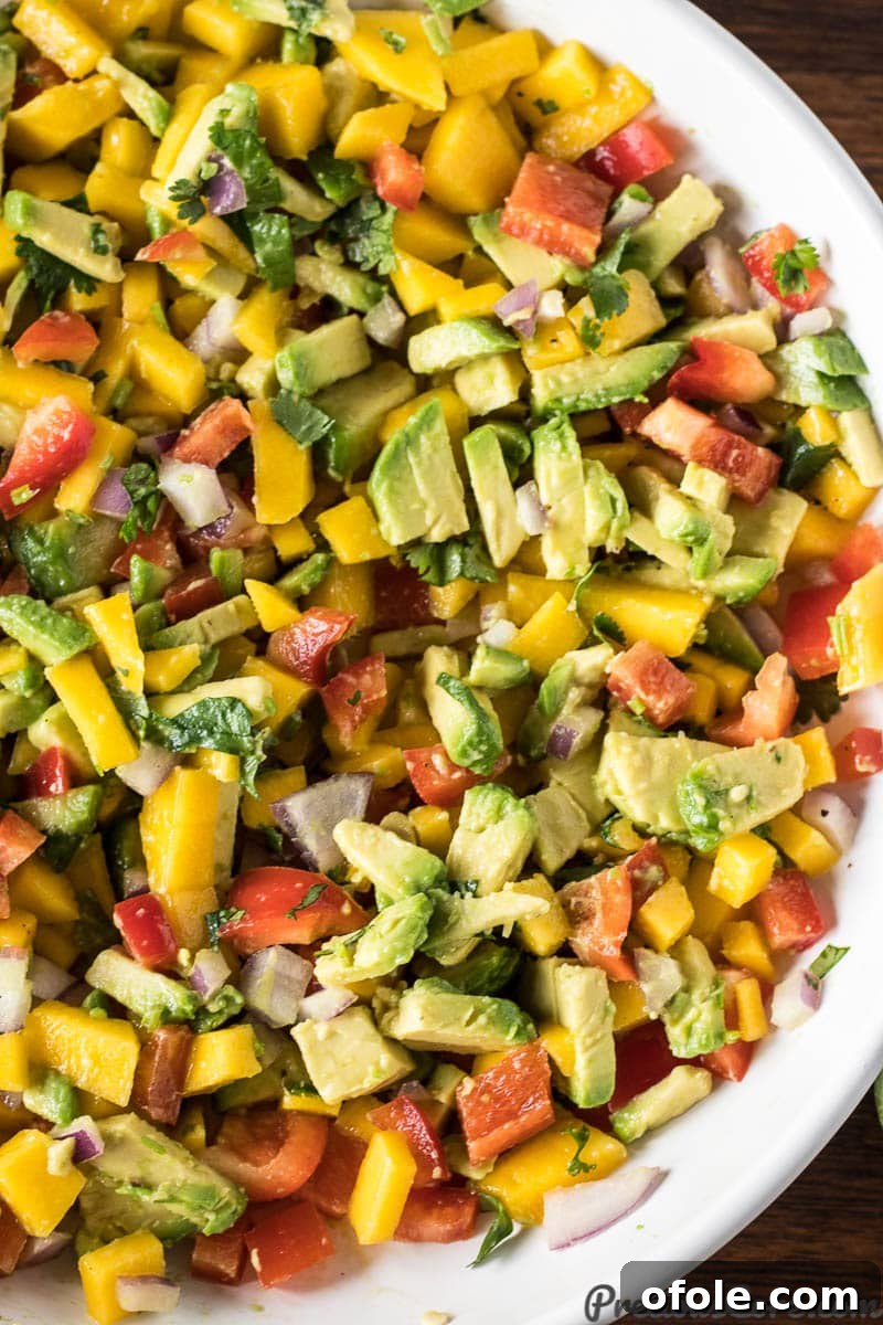Mixed Mango Avocado Salsa, vibrant and fresh in a bowl.