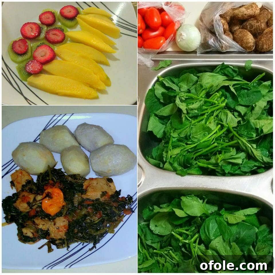 A vibrant plate of Ibo cocoyams and njamanjama, a traditional Cameroonian dish