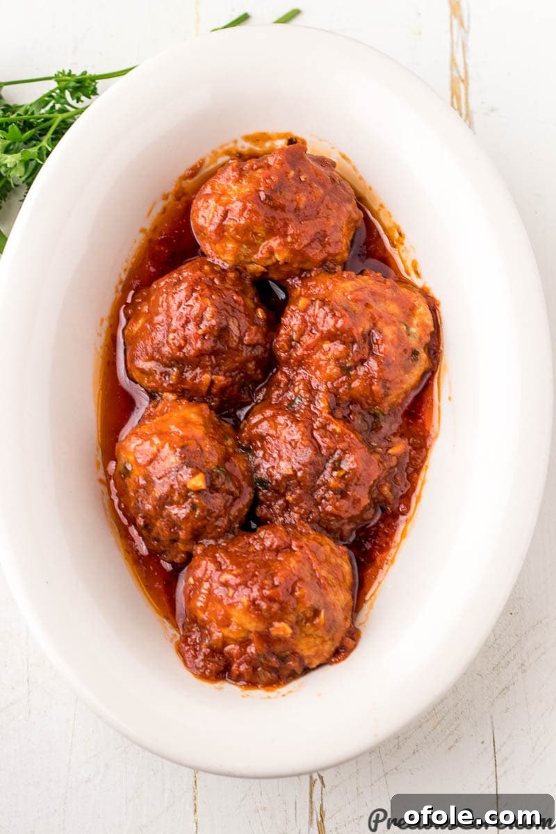 Savory Chicken Bites 3 A deep bowl filled with golden-brown baked chicken meatballs, ready to be immersed in sauce or served as a delightful snack.