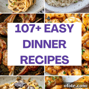 Pictures of various easy dinner recipes for the family.