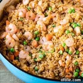 Jollof rice made with shrimp, a vibrant and aromatic West African dish.