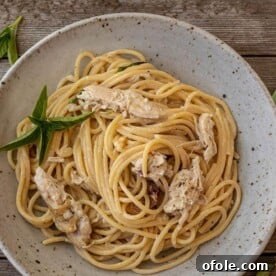Easy chicken spaghetti in a bowl, a comforting and quick meal.